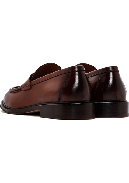 Erkek Kahverengi Deri Klasik Loafer