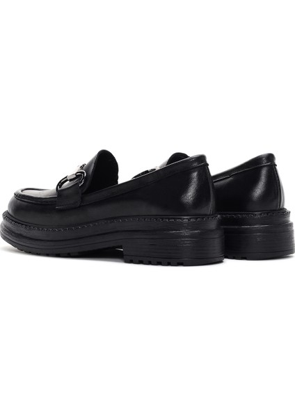 Kadın Siyah Deri Maskülen Loafer indirimleri