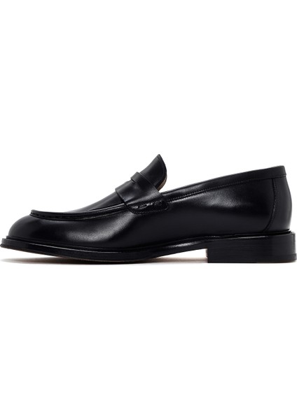 Erkek Siyah Deri Klasik Loafer