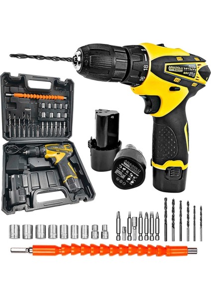 Tekno Trust ANS1062S 12V Çift Akülü Şarjlı Matkap Li-Ion Bataryalı 27 Parça