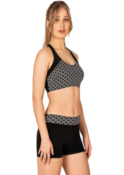 Kadın Şortlu Desenli Bikini Takımı