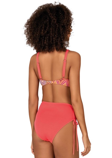 Kadın Büyük Beden Balenli Destekli Bağlama Detaylı Zigzag Desenli Bikini Takımı fiyatları