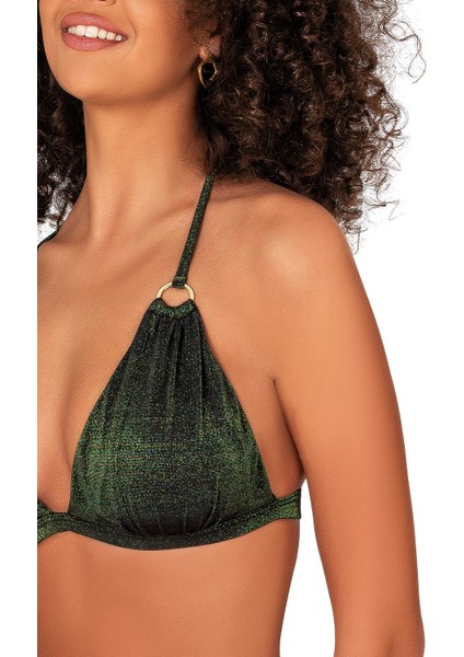 Kadın Halka Aksesuarlı Yüksel Bel Simli Bikini Takımı fiyatları
