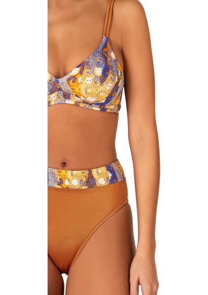 Kadın Biye Detaylı Toparlayıcı Desenli Bikini Takımı fiyatları