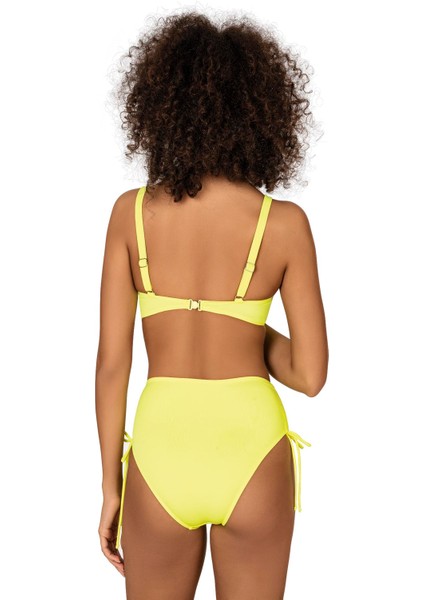 Kadın Büyük Beden Balenli Destekli Bağlama Detaylı Sarı Bikini Takımı modelleri