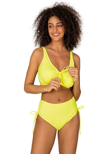 Kadın Büyük Beden Balenli Destekli Bağlama Detaylı Sarı Bikini Takımı fırsatları