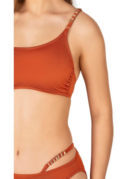 Kadın Tek Omuz Aksesuarl Detaylı Turuncu Bikini Takımı fiyatları