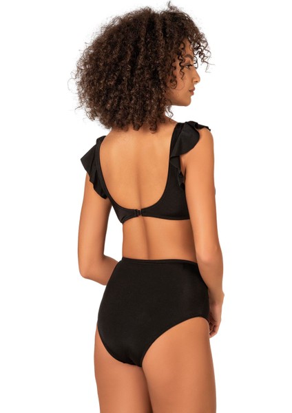 Kadın Deniz Kabuğu Aksesuarlı Yüksek Bel Bikini Takımı