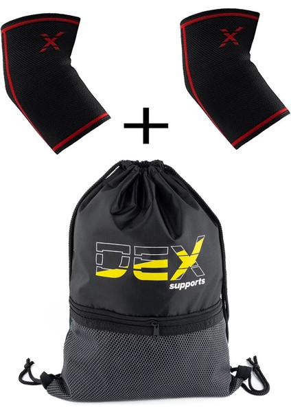 Dex Supports Lasting Energy Elbow Sleeve Fitness Spor Dirseklik Antrenman Dirsekliği+Sackpack Spor Çantası 2'li Paket