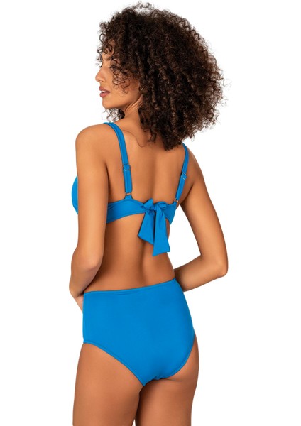 Kadın Büyük Beden Destekli Büzgü Detaylı Mavi Bikini Takımı fiyatları