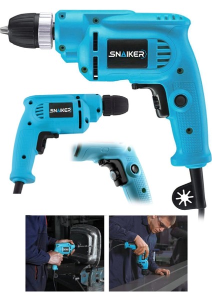 Tekno Trust Alman S-1 700 Watt 10 mm Bakir Sargili Profesyonel Darbesiz Vidalama Matkap Mavi Setsiz