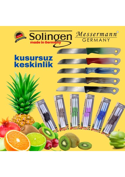Messermann Germany Sefertech | Bıçak Seti - Solingen | 6'lı Tek Renk Takım Sebze Meyve Bıçağı