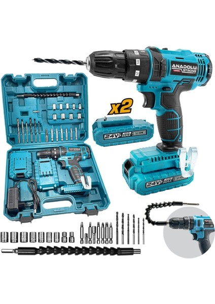 Tekno Trust ANS1069 24W Çift Li-Ion Bataryalı Darbeli 27 Parçalı Süper Setli