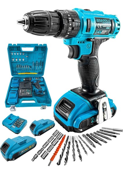 Tekno Trust ANS1045-M 24W 5AH Çift Li-Ion Bataryalı Darbeli 27 Parçalı Matkap