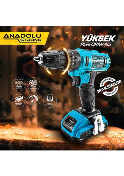 Tekno Trust ANS1045-M 24W 5AH Çift Li-Ion Bataryalı Darbeli 27 Parçalı Matkap indirimleri