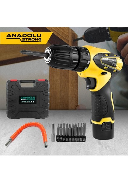 Tekno Trust Anadolustrong ANS1038-SET 12V Çift Akülü Şarjlı Matkap