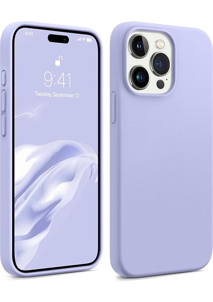 iPhone 15 Pro Max Uyumlu Lansman Lila Kılıf, Kadife Iç Doku, Soft Yumuşak Liquid Silikon