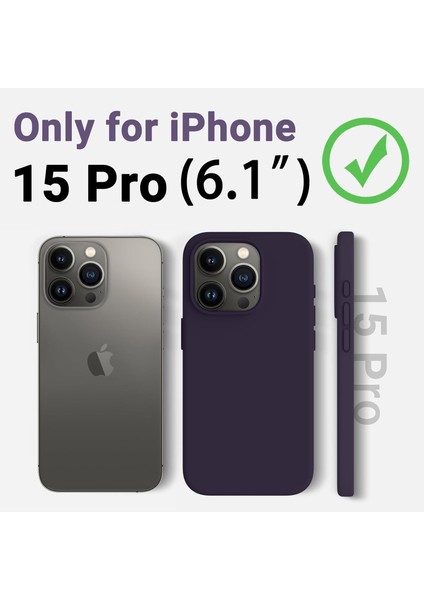 iPhone 15 Pro Uyumlu Lansman Lila Kılıf, Kadife Iç Doku, Soft Yumuşak Liquid Silikon