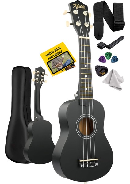 Tekno Trust UKX-901BK Siyah Soprano Ukulele (Askı Çanta Metod Pena)