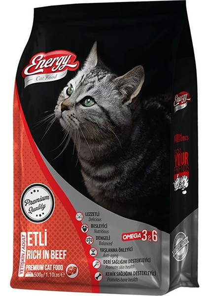 Sığır Etli Yetişkin Kedi Kuru Maması 500 Gram