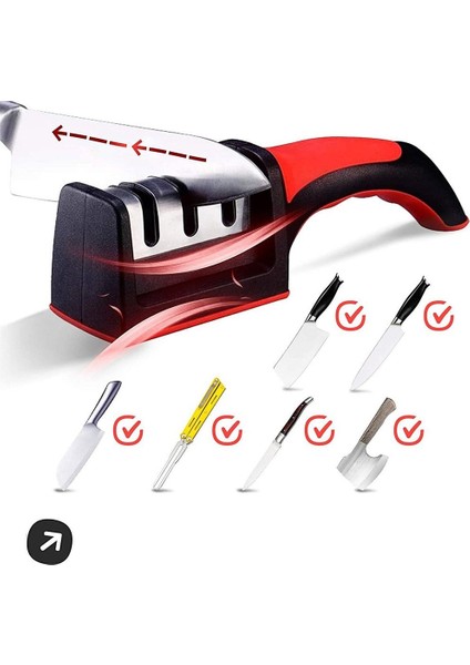 Profesyonel Bileyici Çeyizlik Bıçak Bileme Aleti Ergonomik Saplı 3 Açılı Bıçak Satır Bileyi