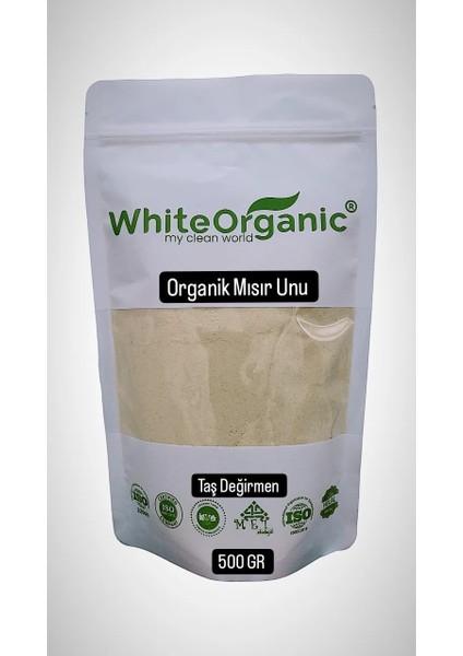 White Organic Organik Mısır Unu 500 gr Taş Değirmen Atalık Tohum Organic Corn Flour