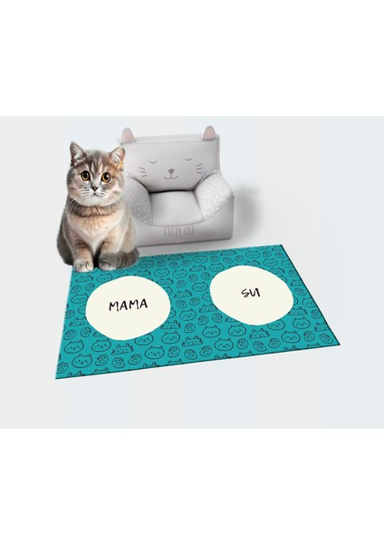 Getcarpet Yıkanabilir Kaymaz Evcil Hayvan Matı Mama ve Su Padi Kedi ve Köpek Matı/paspası