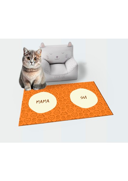 Getcarpet Yıkanabilir Kaymaz Evcil Hayvan Matı Mama ve Su Padi Kedi ve Köpek Matı/paspası