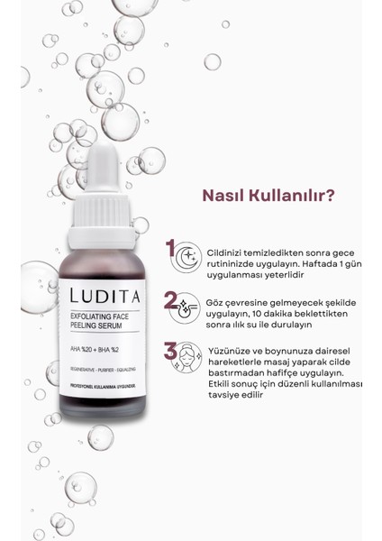 Ludita Yenileyici Cilt Tonu Eşitleyici Yüz Peeling Kırmızı Serum (%20 Aha ve %2 Bha) fiyatları