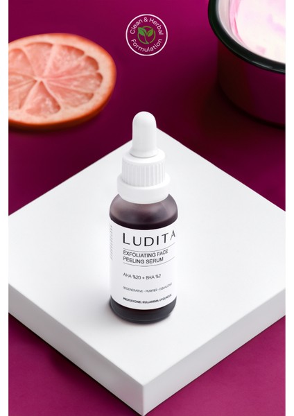 Ludita Yenileyici Cilt Tonu Eşitleyici Yüz Peeling Kırmızı Serum (%20 Aha ve %2 Bha) indirimleri