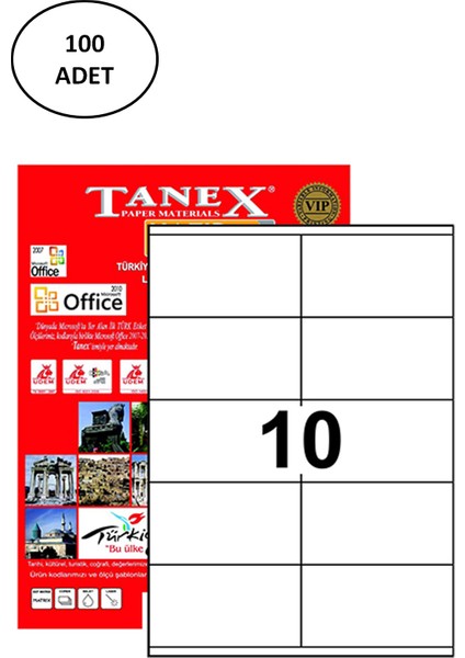 Tanex TW-2610 105X57 mm 100 Adet Laser Etiket