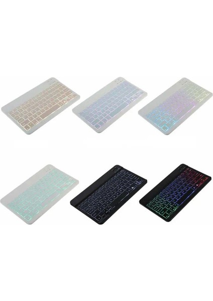 Alfa MEC Samsung Galaxy Tab A9 8.7 Inç X110 X115 Uyumlu Aydınlatmalı Işıklı Kablosuz Bluetooth Klavye+Mouse Rgb-Set