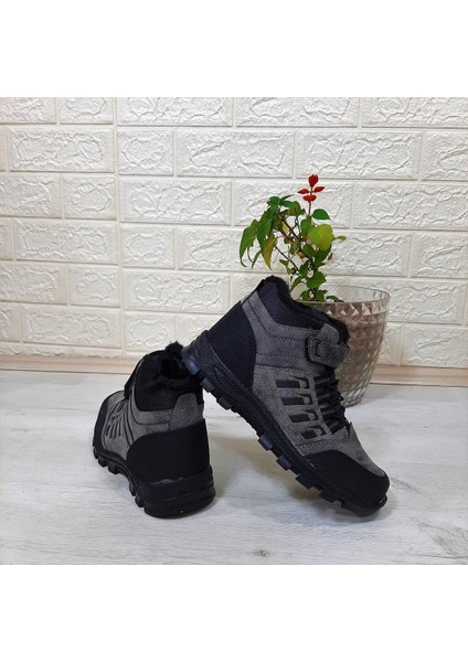 542 Füme Kürklü Fermuarlı Cırtlı Erkek Çocuk Bot