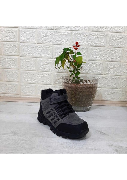 542 Füme Kürklü Fermuarlı Cırtlı Erkek Çocuk Bot modelleri