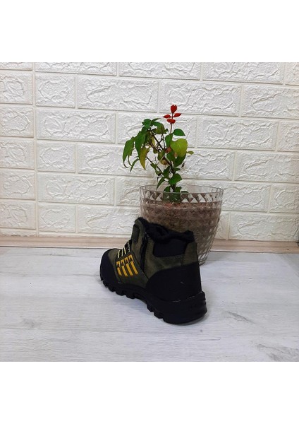 542 Haki Kürklü Fermuarlı Cırtlı Erkek Çocuk Bot fırsatları