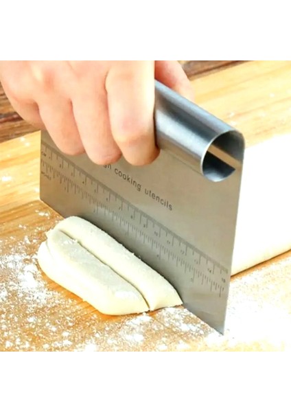 Paslanmaz Lüks Çelik Hamur Kesme Aparatı Çelik Kesici Kazıyıcı Pasta ve Kek Şekillendiren Spatula