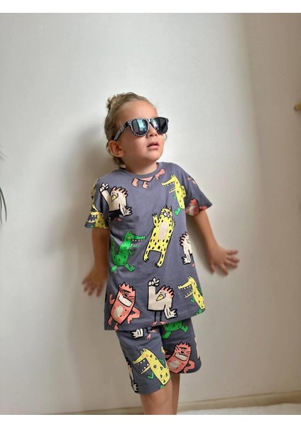 Yigit Butik Hayvan Desenli Şortlu Erkek Çocuk Takım