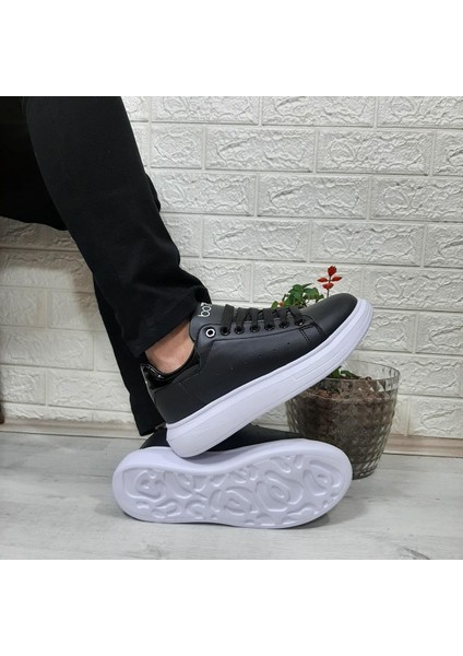 150 Siyah-Beyaz Fuspetli Sneaker Düz Taban Spor Ayakkabı fiyatları