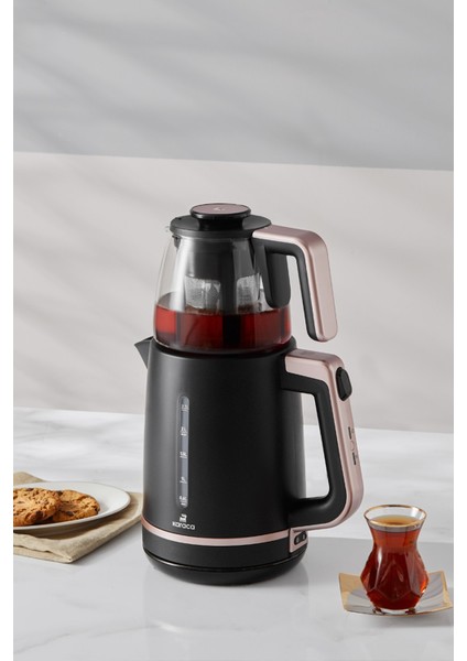 Maxi Tea Xl 2in1 Cam Demlikli Çay Makinesi ve Kettle Roseberry