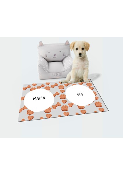 Getcarpet Yıkanabilir Kaymaz Evcil Hayvan Matı Mama ve Su Padi Kedi ve Köpek Matı/paspası