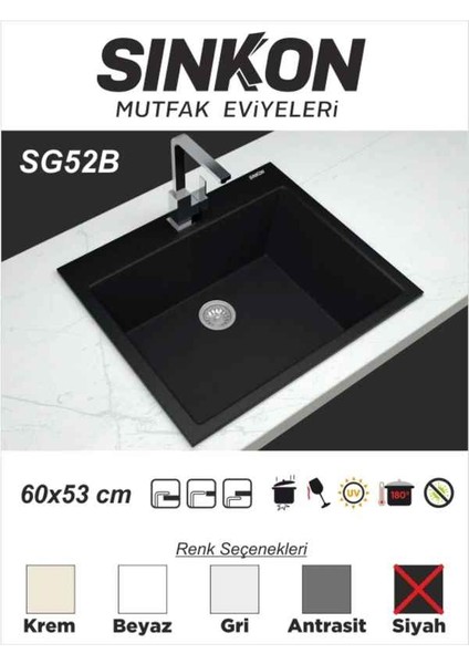 Beyaz Granit Evye 60X53 - SG52B - Sinkon