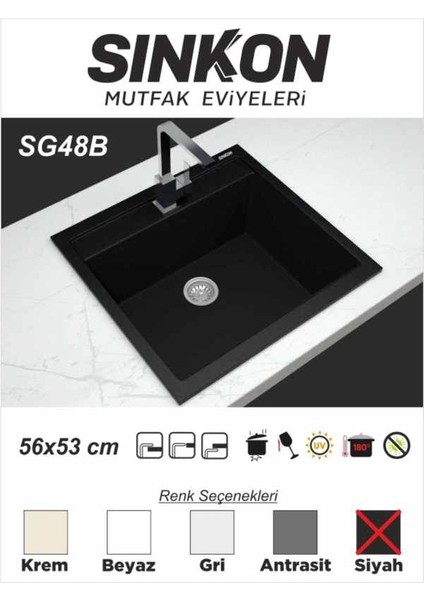 Antrasit Granit Evye 56X53 - SG48B - Sinkon