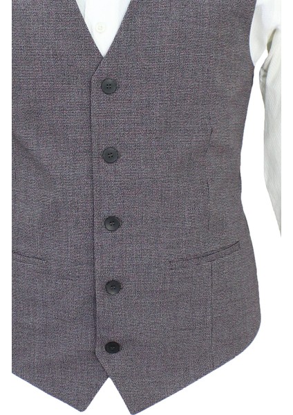 Erkek Yelek V Yaka Bordo Desenli 50613 S