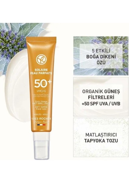 Yüz Güneş Kremi - Spf 50+ - Parlama Karşıtı / Solaire Peau Parfaite Güneşin Zararlı Etkisinden Cildinizi Korurken, Cildin Parlamasın... 40 ml fiyatları