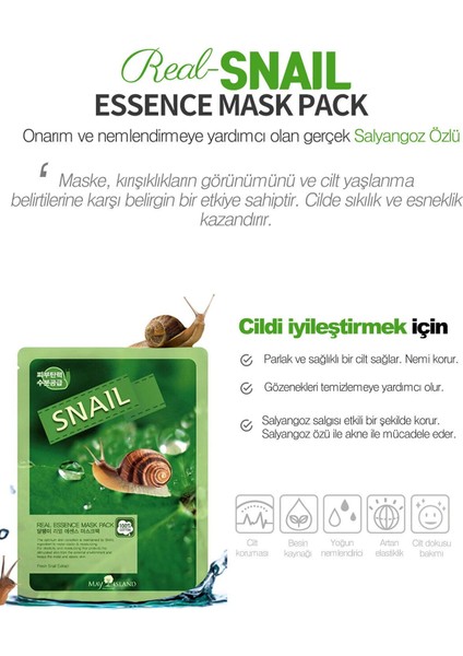 Kore Kağıt Yüz Maskesi 10'lu Salyangoz Özlü (Parlak ve Sağlıklı Bir Cilt Için )