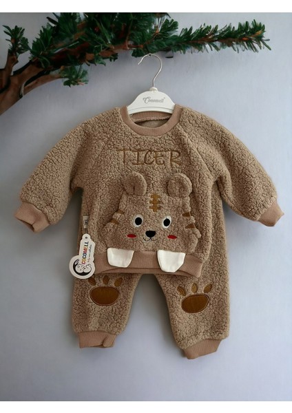 Unisex Bebek Dizi Patili Welsof Peluş Alt Üst Takım-Pijama Takımı-Bebek Çocuk Eşofman Takımı