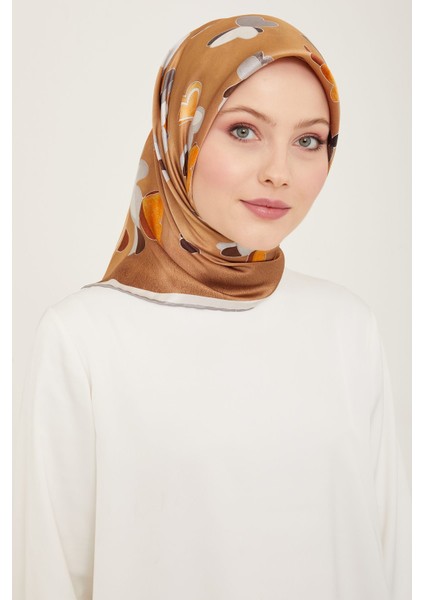 İpek Eşarp 2024 9146-83 İlkbahar Yaz Twill Ipek Kahverengi