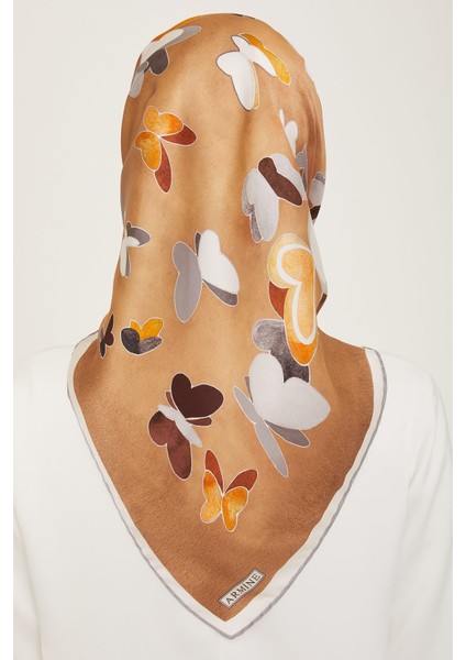 İpek Eşarp 2024 9146-83 İlkbahar Yaz Twill Ipek Kahverengi fırsatları