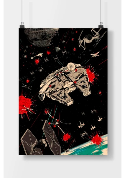 Poster City Anime Tarzı Star Wars Film  Poster Çerçevesiz Parlak Kağıt