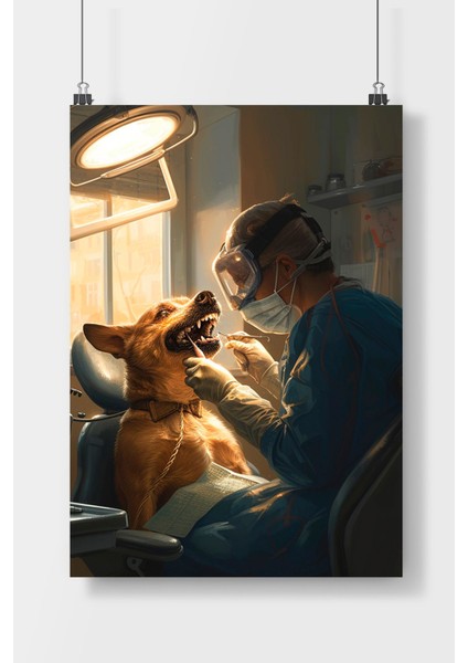 Komik Köpek Hayvan Poster Çerçevesiz Parlak Kağıt